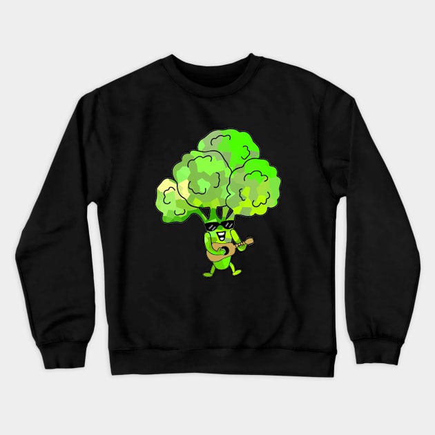 Broccoli Guitar Player  - Funny Broccoli Art Crewneck Sweatshirt by SartorisArt1